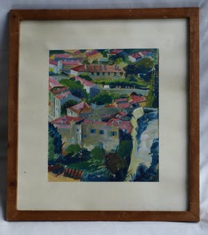 Ton Smit - Gouache , Stadsgezicht – gesigneerd & ingelijst – 1952 kopen? Bied vanaf 40!