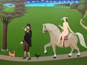 Willem Westbroek - Walking the cat (portrait of the mayor André van der Louw) verkocht voor € 75!