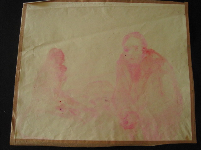 Reinald van den Steene - intrigerend Aquarel "Zelfportret in surrealistisch landschap"gesigneerd kopen? Bied vanaf 1!