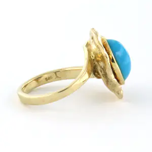 14k geel gouden ring bezet met turquoise - ringmaat 16,5(52) kopen? Bied vanaf 610!