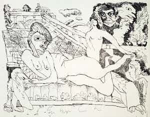 Lucebert - Liggende vrouw, ets verkocht voor € 250!