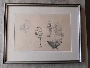Herman Damen - Tekening, zonder titel, mooi ingelijst. kopen? Bied vanaf 40!