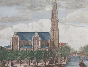 Isaac Tirion - Amsterdam Westerkerk Wagenaar Oude Gravure Stadsgezicht 1760 kopen? Bied vanaf 65!