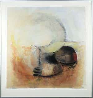 Naan Rijks - Gemengde techniek op papier, Zonder titel - Ingelijst verkocht voor € 1!