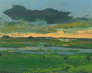 Wim van der Veer - Olieverf op board, Avond - Ingelijst kopen? Bied vanaf 80!