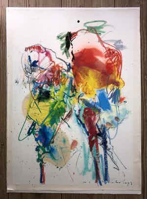 Tino Lintelo - Compositie - Gesigneerde mixed media op papier verkocht voor € 100!