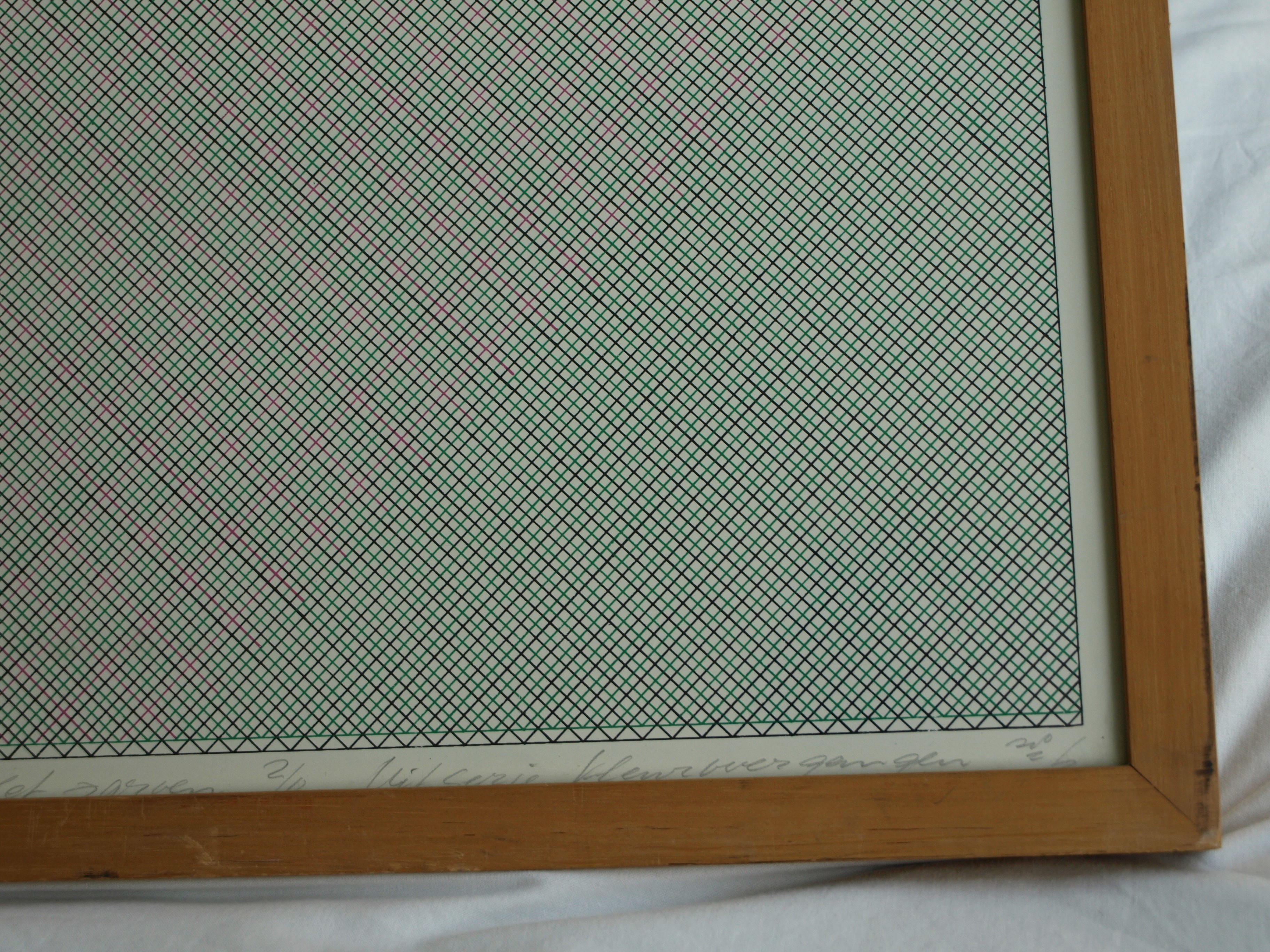 Arnold Pander - Tekening , Overgang van violet naar groen - ingelijst – 1976 kopen? Bied vanaf 1!