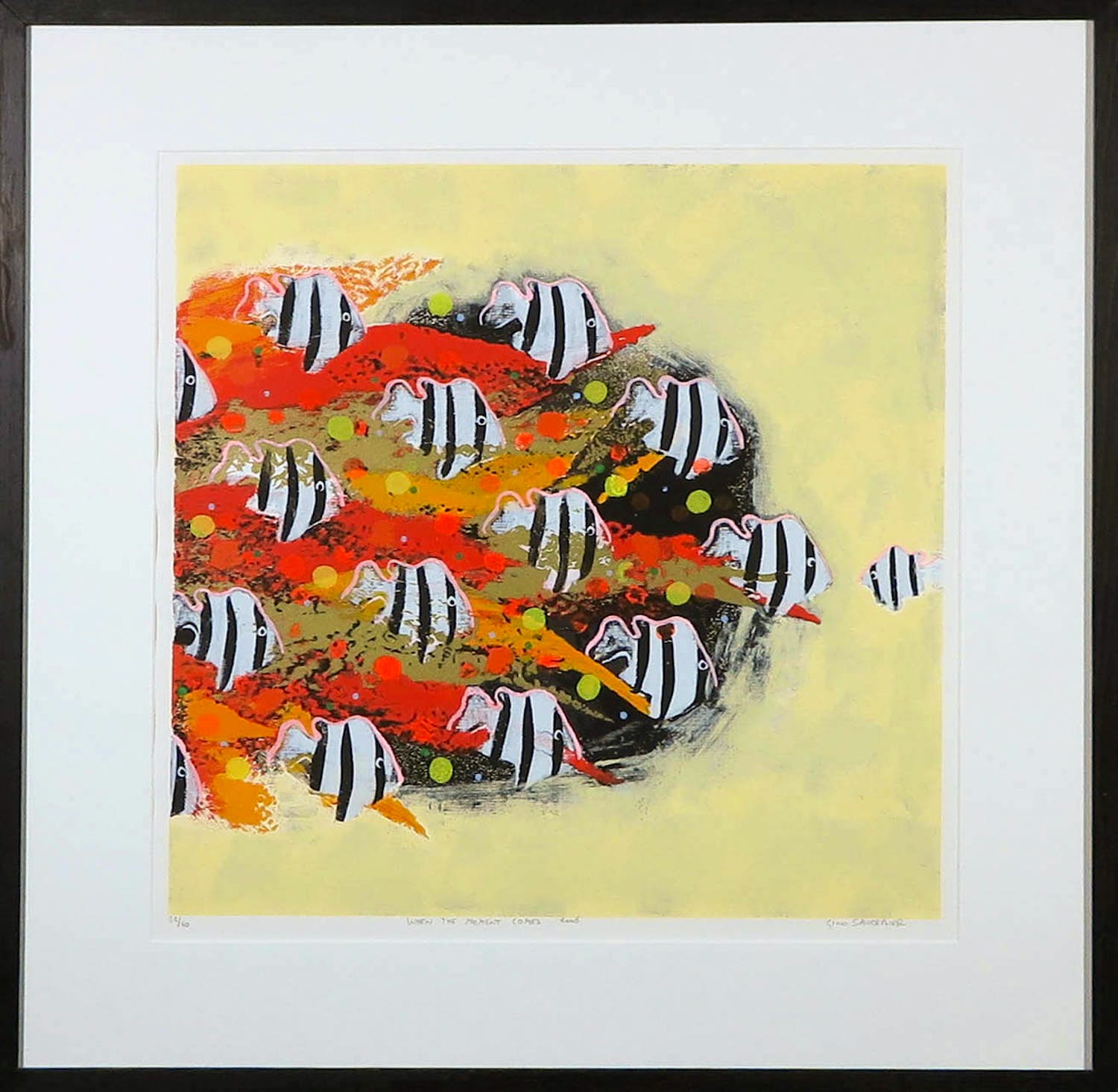 Gino Sauerbier - Zeefdruk, When the moment comes - Ingelijst verkocht voor € 50!