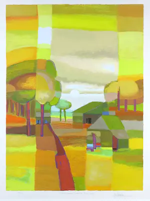 Ton Schulten - Zeefdruk, 't Land tussen Dinkel en Regge - Ingelijst (Groot formaat!) kopen? Bied vanaf 350!