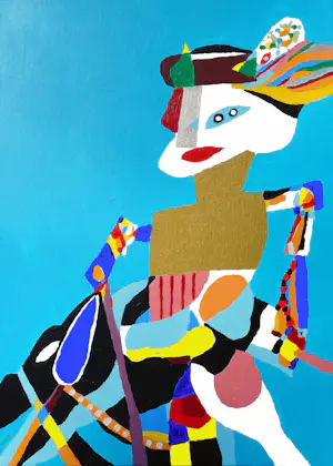 Peter Nieuwendijk - 4 moderne schilderijen over Balinese dansen (in een persoonlijk jasje) 4 werken kopen? Bied vanaf 300!