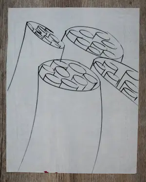 Theo Niermeijer - 3x viltstift op papier en 1x aquarel op papier - 1996 kopen? Bied vanaf 1!