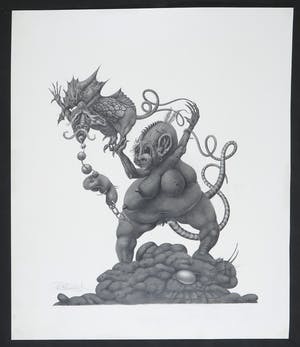 Peter Breedijk - Zeer gedetailleerde potloodtekening, Fantasiefiguren kopen? Bied vanaf 100!