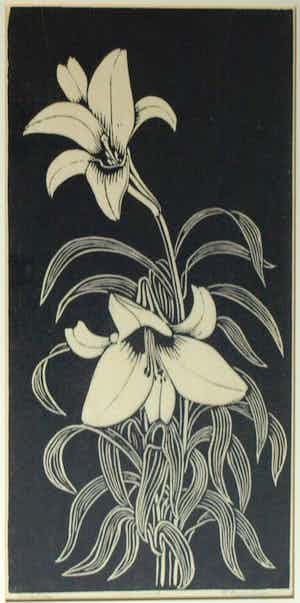 Niet of onleesbaar gesigneerd - Ingelijste houtsnede , ‘IJslelies’ – handdruk verkocht voor € 1!