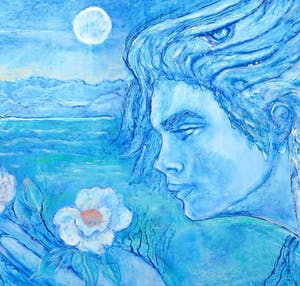 Kiss Riemvis - Olieverf op board, z.t. Volle maan kopen? Bied vanaf 1!