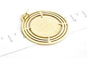 64- Geel-gouden 14 Krt montuur/hanger met gouden 1912 Wilhelmina tientje munt kopen? Bied vanaf 430!