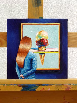 Gerard Boersma - Ice Cream (Vrouw kijkend naar een schilderij van Wayne Thiebaud) kopen? Bied vanaf 75!