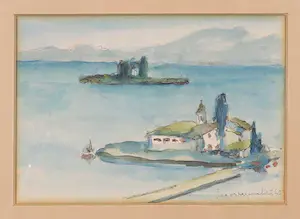 Theo Swagemakers - Aquarel/pentekening, Havengezicht - Ingelijst kopen? Bied vanaf 1!