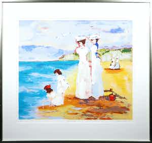 Annemiki Bok - Zeefdruk, Strand Dover - Ingelijst verkocht voor € 40!
