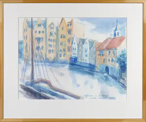 AcheterWillem van Hest - Gemengde techniek op papier, Delfshaven na de renovatie - Ingelijst? Enchérissez de 1!