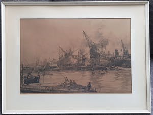 Johan Hendrik van Mastenbroek - Havengezicht met graanelevatoren - Rotterdam kopen? Bied vanaf 50!