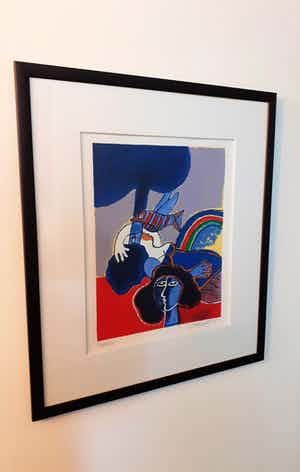 Corneille - Kleurrijke zeefdruk, mooi gelijst verkocht voor € 299!