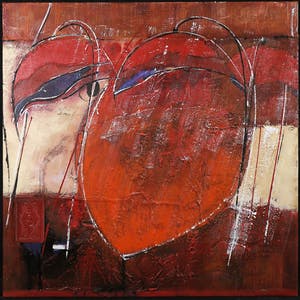 Antonio Poioumen - Gemengde techniek en collage op doek, Inelkaar vervleugeld (Groot) kopen? Bied vanaf 350!