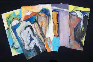 Lisa Schmid - Lot van 7 werken op papier, Figuren verkauft für € 50!