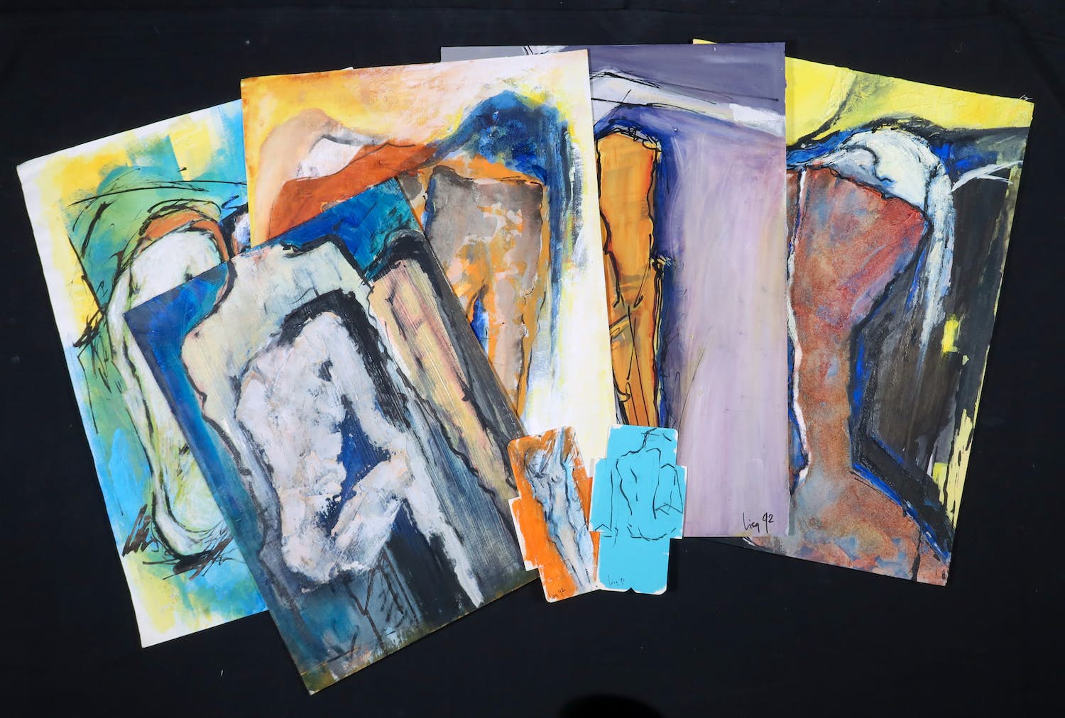 Lisa Schmid - Lot van 7 werken op papier, Figuren kopen? Bied vanaf 50!