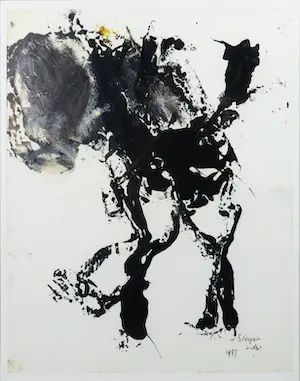 Fred Sieger - Gemengde techniek op papier, Abstracte compositie - Ingelijst kopen? Bied vanaf 1!