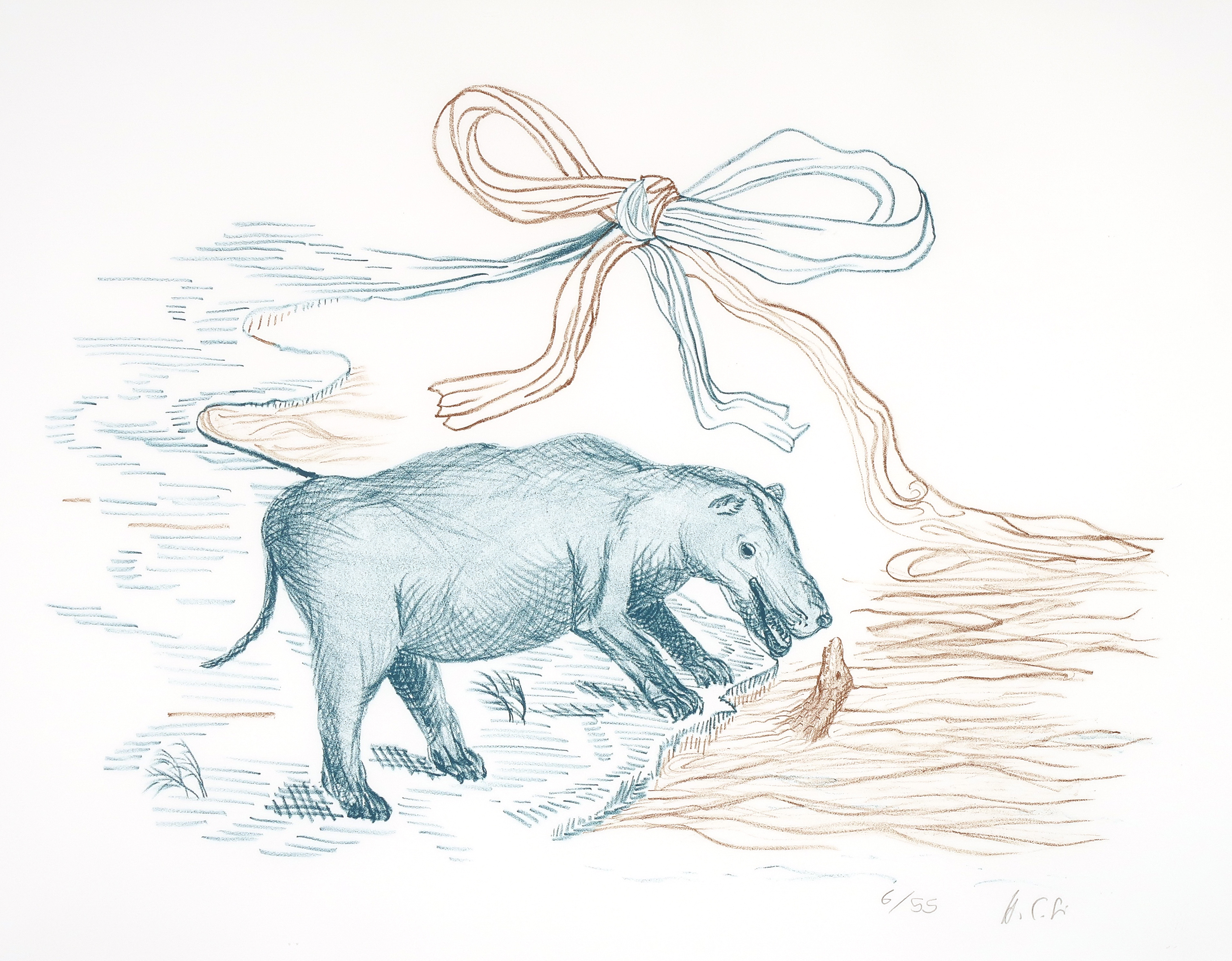 Helen Frik - Litho, Wildebeesten - Ingelijst kopen? Bied vanaf 1!