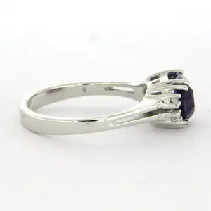 14k gouden ring bezet met amethist en single cut geslepen diamant tot. 0.03ct kopen? Bied vanaf 410!