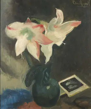 Piet van Wijngaerdt - Olieverf op doek, Amaryllissen - Ingelijst kopen? Bied vanaf 1!