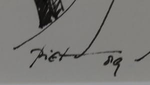 Piet Snoeren - Pentekening, Dorpsgezicht - Ingelijst kopen? Bied vanaf 1!