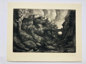 Alphonse Legros - stadsgezicht (niet de echte titel) kopen? Bied vanaf 65!