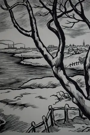 Thijs Mauve - Houtgravure - Winterlandschap aan de Nederrijn kopen? Bied vanaf 40!