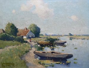 Niet of onleesbaar gesigneerd - Hollands waterlandschap kopen? Bied vanaf 1!