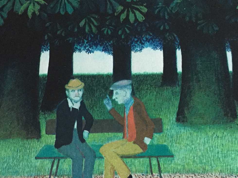 Meike Sund - twee oude mannen op bankje kopen? Bied vanaf 18!