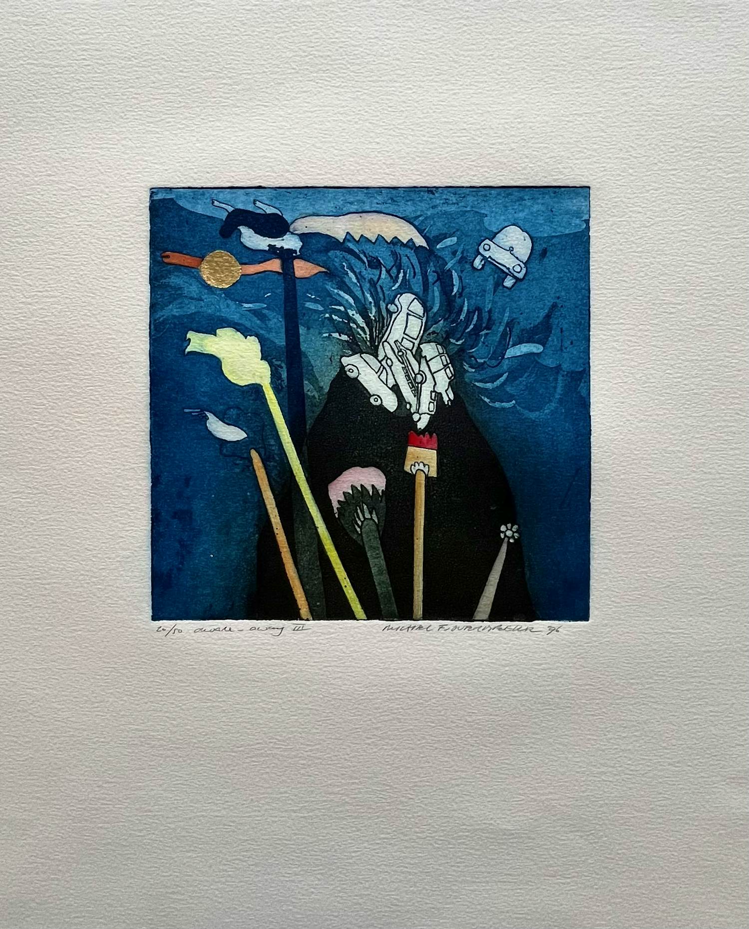 Michel van Overbeeke - "Aware - Away III" - Ets/aquatint - Gesigneerd - 20/50 - 1996 kopen? Bied vanaf 75!