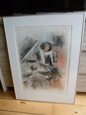 Piet Klaasse - Ingelijste litho , Sarah Vaughan – gesigneerd - 1992 kopen? Bied vanaf 80!