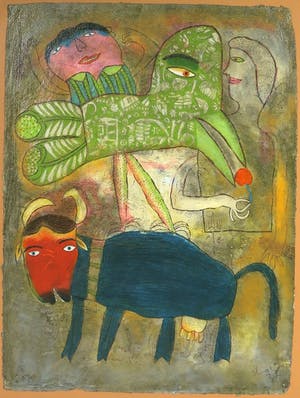 Shahid Parvez - Zeefdruk, Zonder titel - Ingelijst (Groot) kopen? Bied vanaf 35!