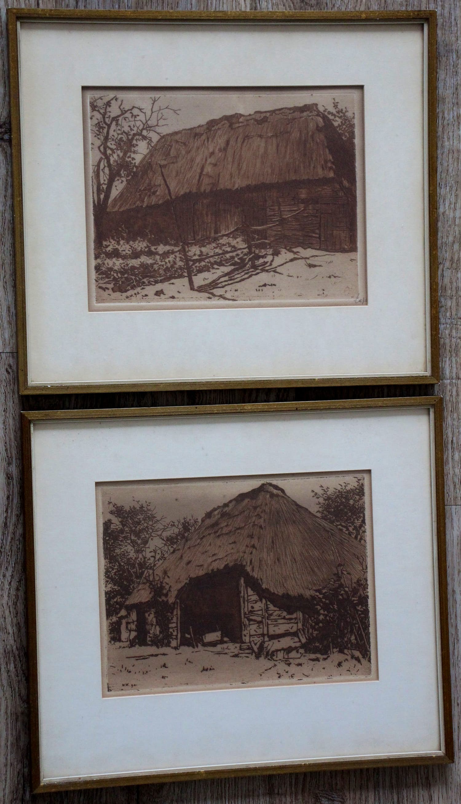 Willem Witsen - Twee ingelijste etsen - 1892 + certificaat Borzo op achterzijde verkocht voor € 199!