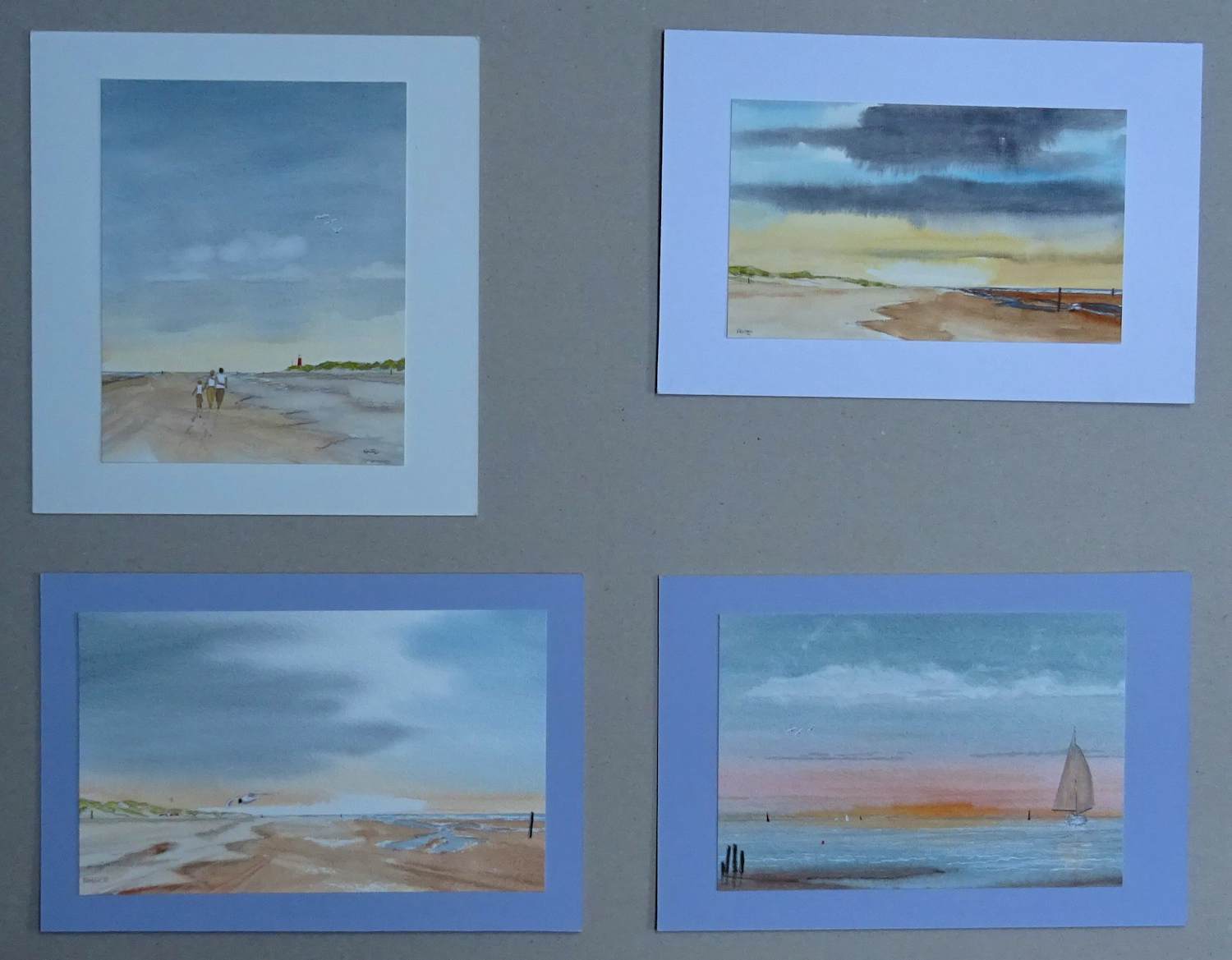 Franklin Meijer - Texel - 4 x Aquarelstudies kaufen? Bieten Sie von 35!