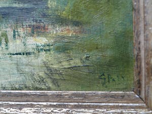 Niet of onleesbaar gesigneerd - Olieverf op paneel , Landschap met vrouw – ingelijst - oud kopen? Bied vanaf 1!