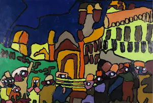 Hans Hartman - Acryl op papier, Zonder titel - Ingelijst kopen? Bied vanaf 60!