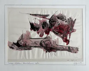 Phil Grisel - 1960 - Aquarel - "Rosa vlekken, doortekend" - dubbel gesigneerd kopen? Bied vanaf 1!