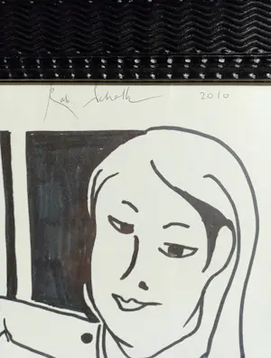 Rob Scholte - Schoolgirl won’t you talk to me, originele tekening (mooi ingelijst) kopen? Bied vanaf 175!