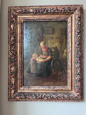 Jan de Jong - Boerin met kind in een keuken kopen? Bied vanaf 175!