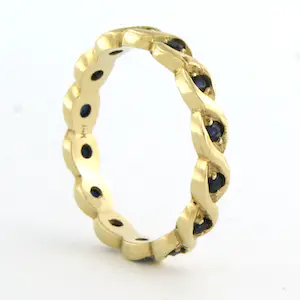 14k geel gouden hele alliance ring bezet met saffier - ringmaat 17.75 (56) kopen? Bied vanaf 170!