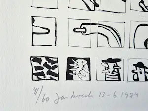 Jan Snoeck - in 1974 gemaakte grote zeefdruk "klik,klak en lolo, lolola" bep. oplage (60) kopen? Bied vanaf 46!