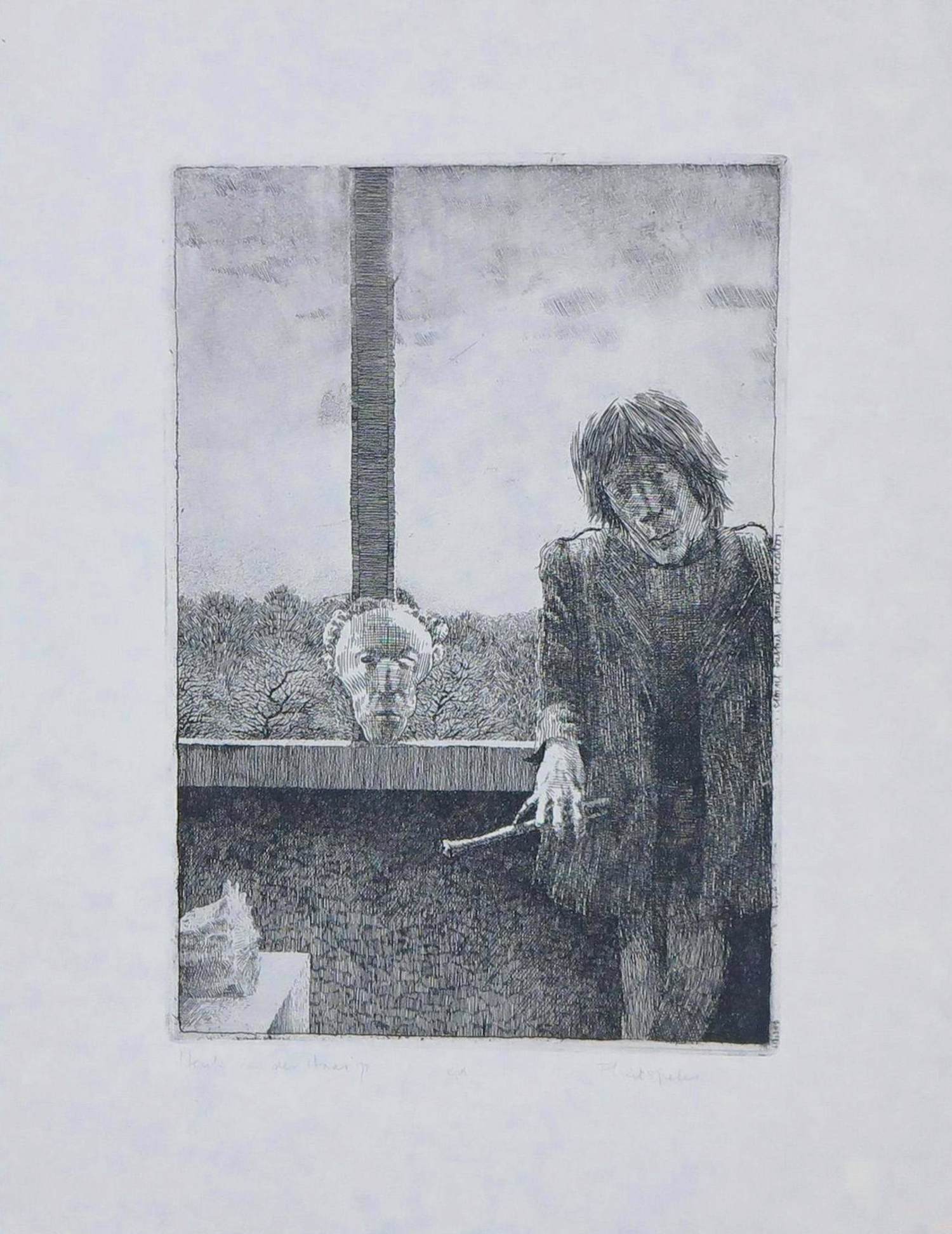 Henk van der Haar - Ets, Fluitspeler kopen? Bied vanaf 30!